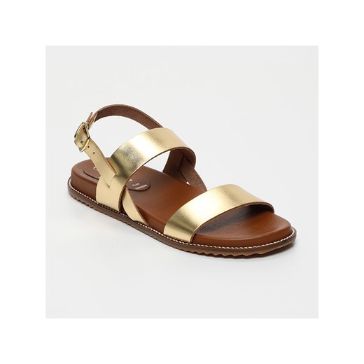 CALANK Skórzane sandały w kolorze złotym ze sklepu Limango Polska w kategorii Sandały damskie - zdjęcie 185488620