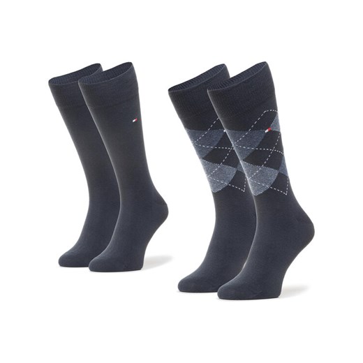Zestaw 2 par wysokich skarpet męskich Tommy Hilfiger 100001495 Granatowy ze sklepu eobuwie.pl w kategorii Skarpetki męskie - zdjęcie 185488702