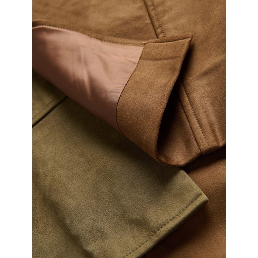 Reserved - Spódnica mini z imitacji zamszu - brązowy Reserved XS Reserved