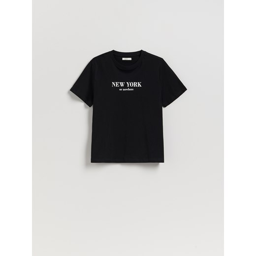 Reserved - T-shirt z nadrukiem - czarny ze sklepu Reserved w kategorii Bluzki damskie - zdjęcie 185491374