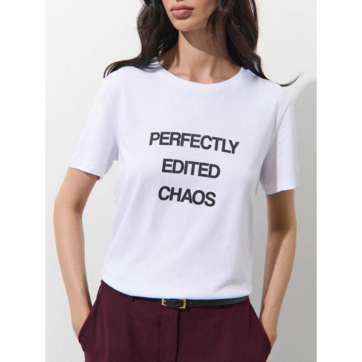 Mohito - T-shirt z bawełny i modalu - biały Mohito XXS Mohito