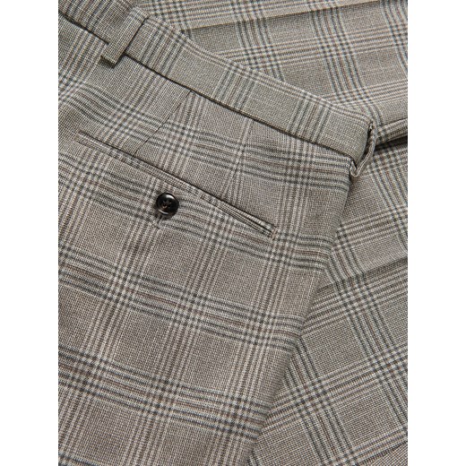 Reserved - Spodnie carrot slim w kratę - brązowy Reserved 48 Reserved