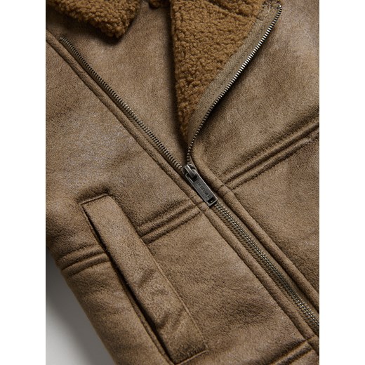 Reserved - Kurtka biker z kołnierzem - ciemnobrązowy Reserved 92 (1 Reserved