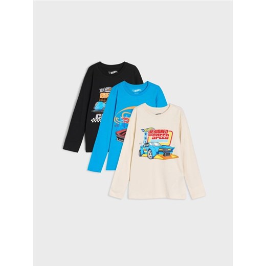 Sinsay - Bawełniana koszulka z długimi rękawami Hot Wheels 3 pack - wielobarwny Sinsay 116 (5-6 l) Sinsay