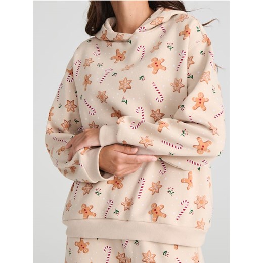 Sinsay - Bluza w świąteczny wzór - beżowy ze sklepu Sinsay w kategorii Bluzy damskie - zdjęcie 185494034