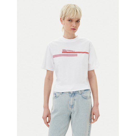 Karl Lagerfeld Jeans T-Shirt A2W17032 Biały Relaxed Fit ze sklepu MODIVO w kategorii Bluzki damskie - zdjęcie 185494871