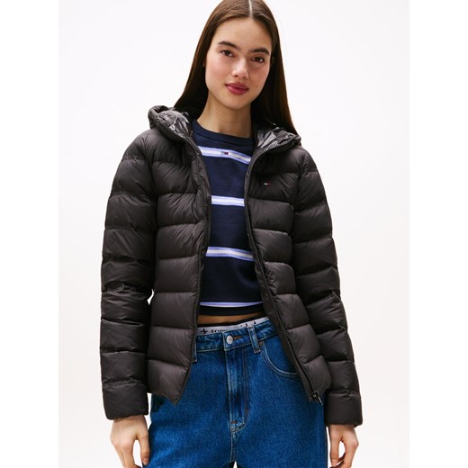 Tommy Jeans Damska kurtka puchowa Kobiety czarny jednolity ze sklepu vangraaf w kategorii Kurtki damskie - zdjęcie 185499134