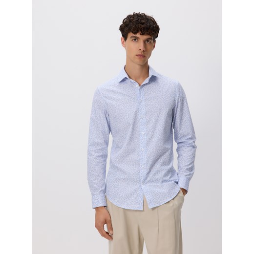 Reserved - Koszula slim fit w drobny wzór - jasnoniebieski ze sklepu Reserved w kategorii Koszule męskie - zdjęcie 185499283