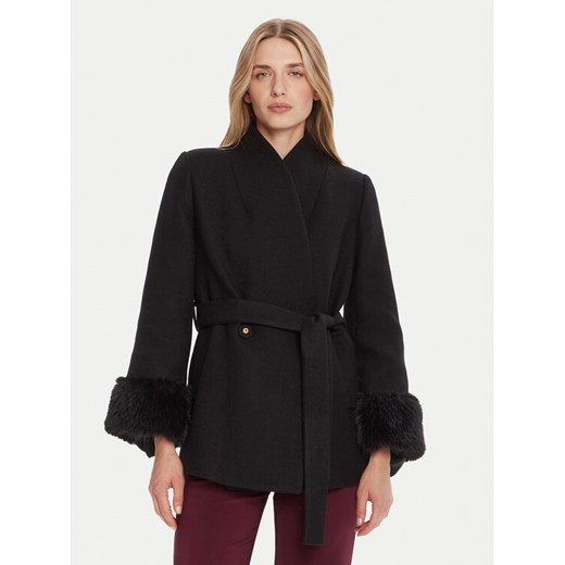 Rinascimento Płaszcz wełniany CFC0126222003 Czarny Slim Fit ze sklepu MODIVO w kategorii Płaszcze damskie - zdjęcie 185499563