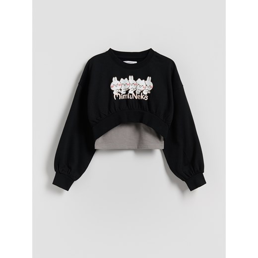 Reserved - Bluza z topem Mimi & Neko - czarny ze sklepu Reserved w kategorii Bluzy dziewczęce - zdjęcie 185499900