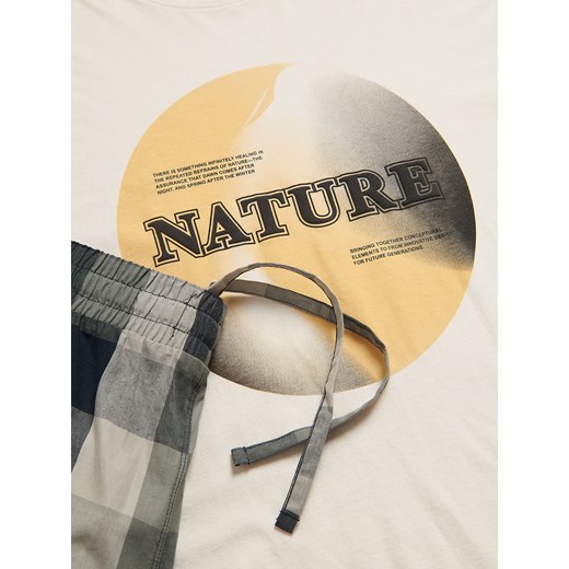 Reserved - Dwuczęściowa piżama z nadrukiem - złamana biel Reserved XXL Reserved