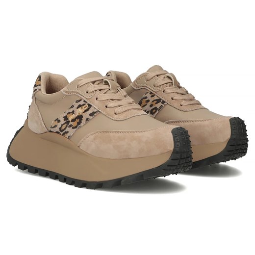 Skórzane sneakersy damskie beżowe Filippo DP6785/25 ze sklepu ulubioneobuwie w kategorii Buty sportowe damskie - zdjęcie 185500001