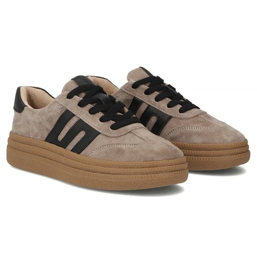 Skórzane sneakersy damskie beżowe Filippo DP7114/25 ze sklepu ulubioneobuwie w kategorii Buty sportowe damskie - zdjęcie 185500022