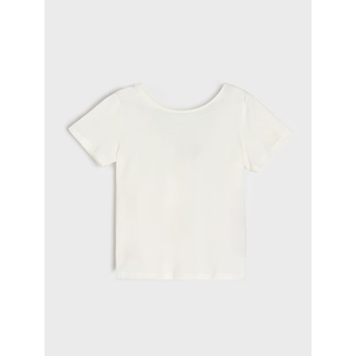 Sinsay - Bluzka z krótkim rękawem - kremowy Sinsay XS Sinsay