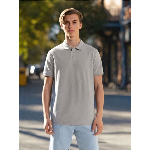 Sinsay - Bawełniana koszulka polo - beżowy ze sklepu Sinsay w kategorii T-shirty męskie - zdjęcie 185500983