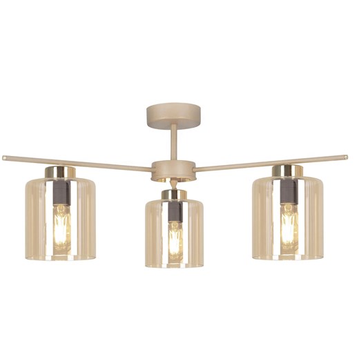 Lampa sufitowa beżowa z trzema kloszami i beżowym stelażem L6-K37 ze sklepu Edinos.pl w kategorii Lampy sufitowe - zdjęcie 185501141
