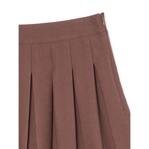 Cropp - Brązowa plisowana spódnica mini - brązowy Cropp L Cropp