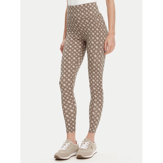 Guess Legginsy V5YB18 MC03W Brązowy Slim Fit ze sklepu MODIVO w kategorii Spodnie damskie - zdjęcie 185503474