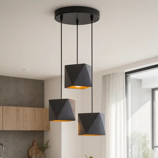 Szara 3-płomienna lampa wisząca do kuchni nad stół MAJORKA GOLD w stylu skandynawskim ze sklepu Lysne w kategorii Lampy wiszące - zdjęcie 185506760