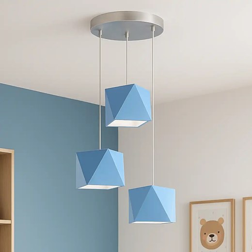 Niebieska 3 punktowa lampa wisząca do pokoju dziecięcego MAJORKA ze sklepu Lysne w kategorii Lampy dziecięce - zdjęcie 185506811