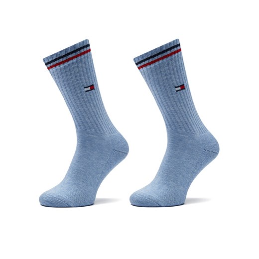 Tommy Hilfiger Zestaw 2 par wysokich skarpet damskich 701228176 Niebieski ze sklepu MODIVO w kategorii Skarpetki damskie - zdjęcie 185507613