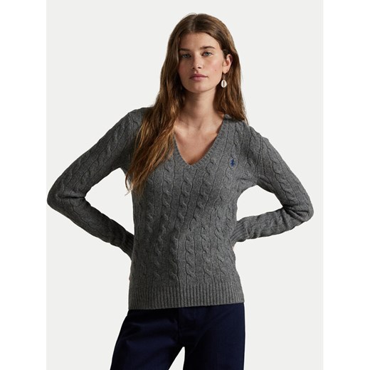 Polo Ralph Lauren Sweter 211971866500 Szary Slim Fit ze sklepu MODIVO w kategorii Swetry damskie - zdjęcie 185510500