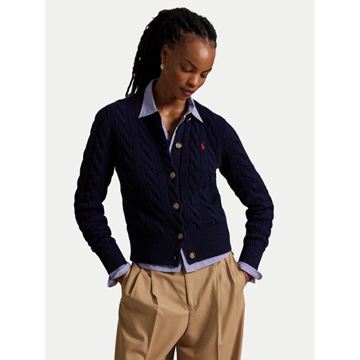 Polo Ralph Lauren Kardigan 211972104004 Granatowy Slim Fit ze sklepu MODIVO w kategorii Swetry damskie - zdjęcie 185510562