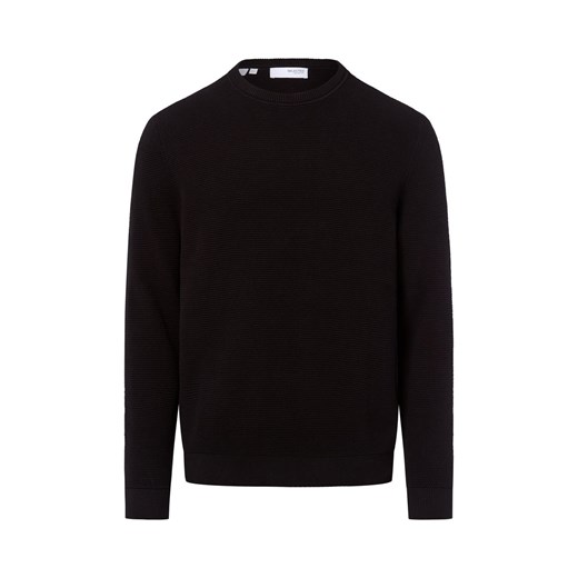 Selected Męski sweter z dzianiny - SLHRoss Mężczyźni Bawełna czarny jednolity ze sklepu vangraaf w kategorii Swetry męskie - zdjęcie 185512044