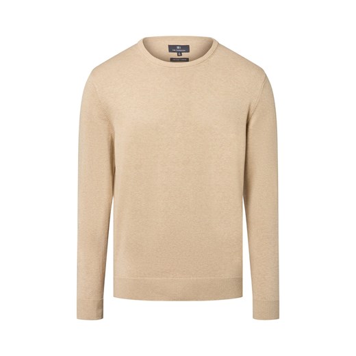 Nils Sundström Męski sweter Mężczyźni Bawełna beżowy marmurkowy ze sklepu vangraaf w kategorii Swetry męskie - zdjęcie 185512452