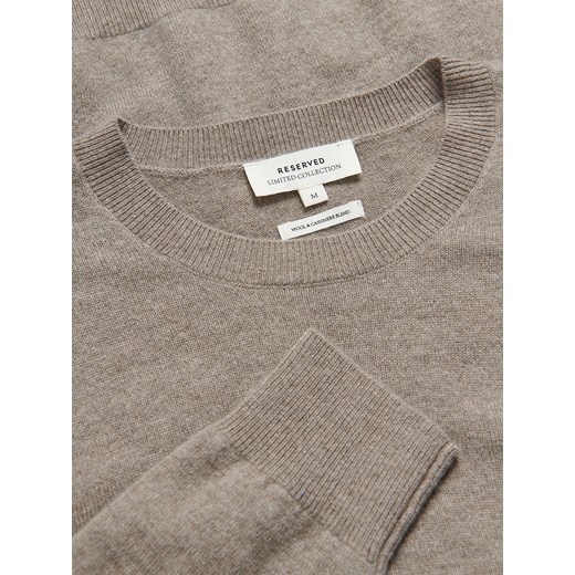 Reserved - Wełniany sweter z dodatkiem kaszmiru - beżowy Reserved S Reserved