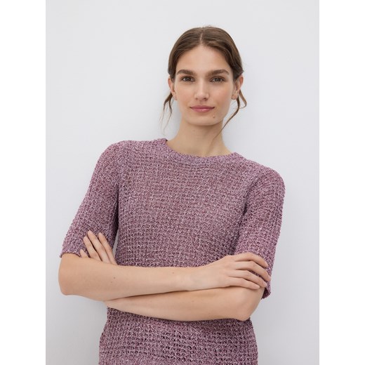 Reserved - Sweter z krótkimi rękawami - ciemnofioletowy ze sklepu Reserved w kategorii Swetry damskie - zdjęcie 185513132