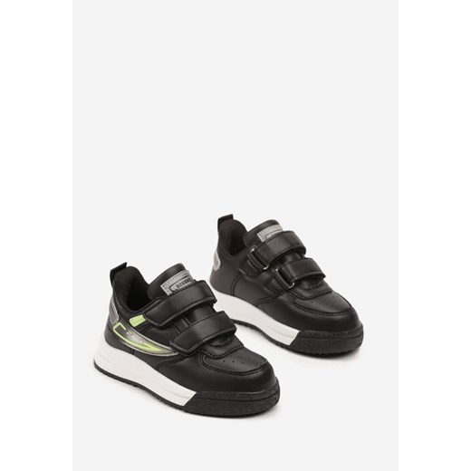 Czarno-Zielone Buty Sportowe Sneakersy ze Skórzaną Wkładką i Cieniowaniem 29 born2be.pl