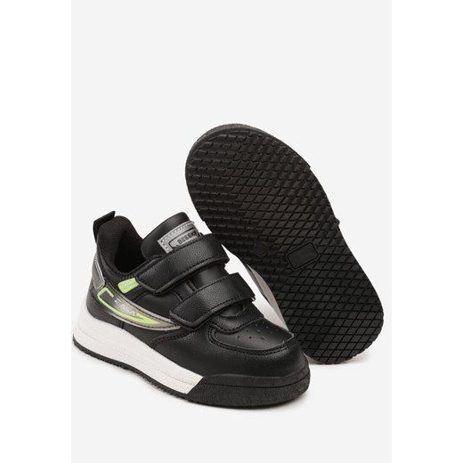 Czarno-Zielone Buty Sportowe Sneakersy ze Skórzaną Wkładką i Cieniowaniem 30 born2be.pl