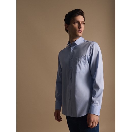 Reserved - Bawełniana koszula slim fit - jasnoniebieski ze sklepu Reserved w kategorii Koszule męskie - zdjęcie 185518242