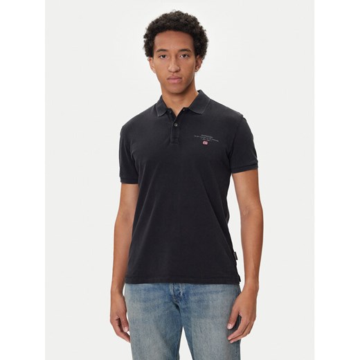 Napapijri Polo Elbas NP0A4GDL Czarny Regular Fit ze sklepu MODIVO w kategorii T-shirty męskie - zdjęcie 185519564