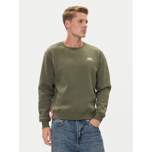 Alpha Industries Bluza Basic 188307 Zielony Regular Fit ze sklepu MODIVO w kategorii Bluzy męskie - zdjęcie 185519650