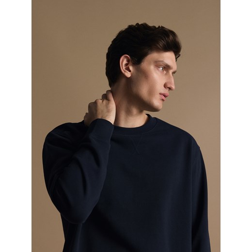 Reserved - Bawełniana bluza oversize - granatowy ze sklepu Reserved w kategorii Bluzy męskie - zdjęcie 185520441