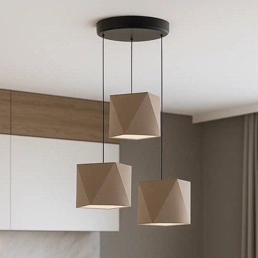 Beżowa lampa wisząca potrójna do kuchni MAJORKA ze sklepu Lysne w kategorii Lampy wiszące - zdjęcie 185523462