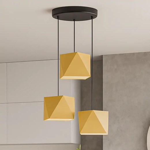 Asymetryczna lampa wisząca do salonu MAJORKA w kolorze musztardowym ze sklepu Lysne w kategorii Lampy wiszące - zdjęcie 185523473