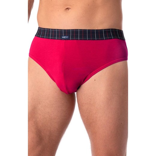 2-pack slipy męskie z kraciastą gumą MPP 408, Kolor granatowo-czerwony, Rozmiar M, Key ze sklepu Primodo w kategorii Majtki męskie - zdjęcie 185525980