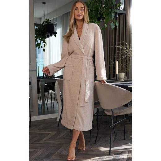 Długi szlafrok damski angora 2558 Celeste, Kolor beżowy, Rozmiar M, L&amp;L ze sklepu Primodo w kategorii Szlafroki damskie - zdjęcie 185526010