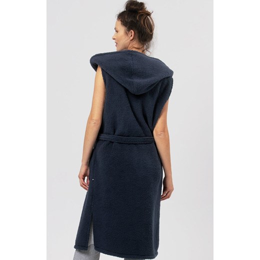 Długa kamizelka damska typu baranek LHW 151 GR, Kolor granatowy, Rozmiar S/M, Key ze sklepu Intymna w kategorii Kamizelki damskie - zdjęcie 185526262