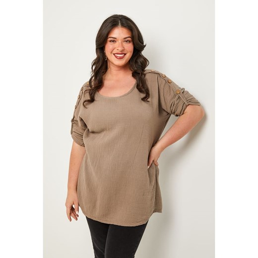 Curvy Lady Bluzka w kolorze szarobrązowym ze sklepu Limango Polska w kategorii Bluzki damskie - zdjęcie 185529064