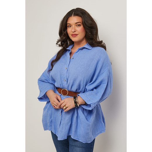 Curvy Lady Lniana koszula w kolorze niebieskim ze sklepu Limango Polska w kategorii Koszule damskie - zdjęcie 185530144