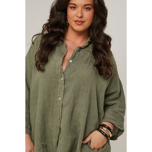 Curvy Lady Lniana koszula w kolorze khaki Curvy Lady 40/42 wyprzedaż Limango Polska