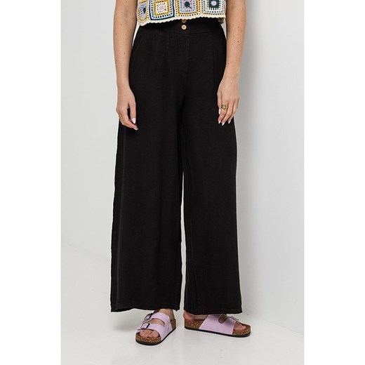 Rodier Lin Lniane spodnie w kolorze czarnym ze sklepu Limango Polska w kategorii Spodnie damskie - zdjęcie 185530334
