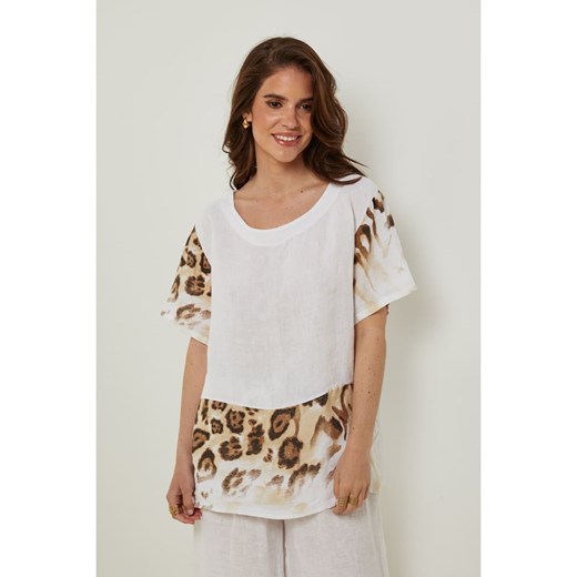 Rodier Lin Lniana koszulka w kolorze białym ze sklepu Limango Polska w kategorii Bluzki damskie - zdjęcie 185530902