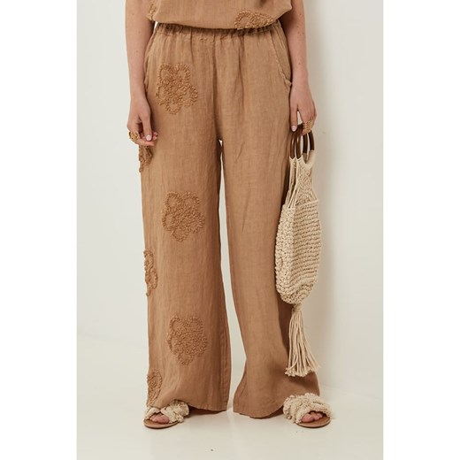 Rodier Lin Lniane spodnie w kolorze karmelowym ze sklepu Limango Polska w kategorii Spodnie damskie - zdjęcie 185530952
