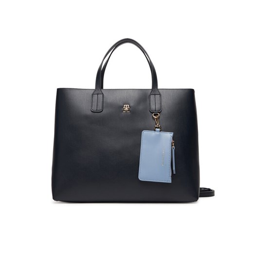 Torebka Tommy Hilfiger Th Icon Satchel AW0AW17683 Granatowy ze sklepu eobuwie.pl w kategorii Torebki damskie - zdjęcie 185532251