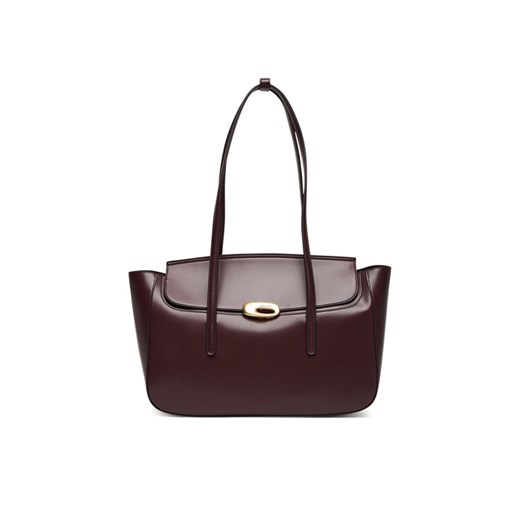 Torebka Calvin Klein Hardware Flap Tote Bag LV04F3145G Bordowy ze sklepu eobuwie.pl w kategorii Torby Shopper bag - zdjęcie 185532383